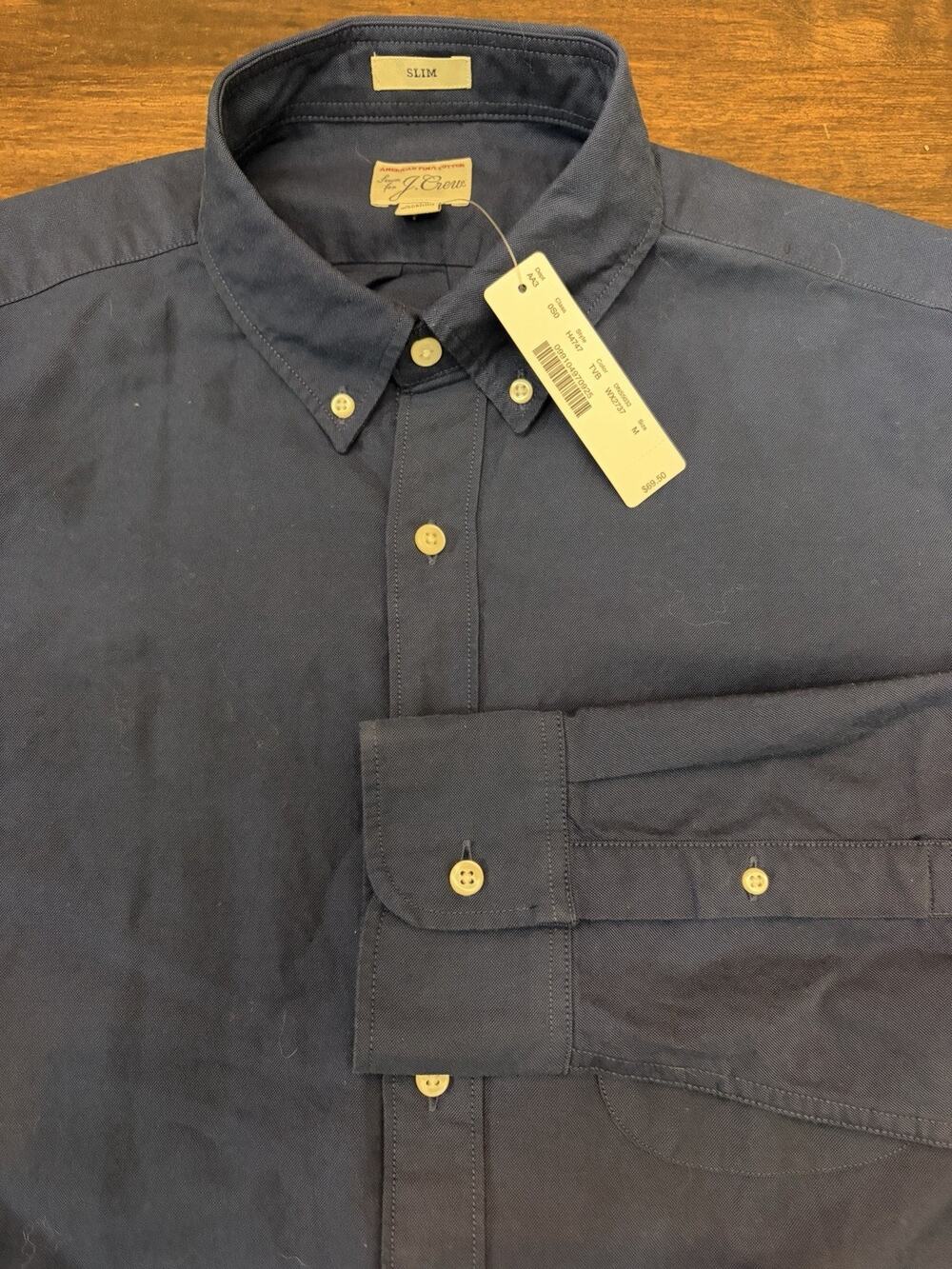 NWT J Crew Mens Blue Slim Button Down Shirt Pima Cotton SZ Medium Med $69.50